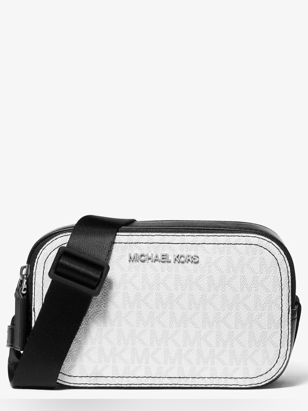 Michael Kors Cooper Bright White Double Zip Medium Camera Bag